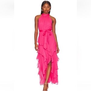 Alice + Olivia Emelia Halter Gown in Wild Pink Size 0 Silk